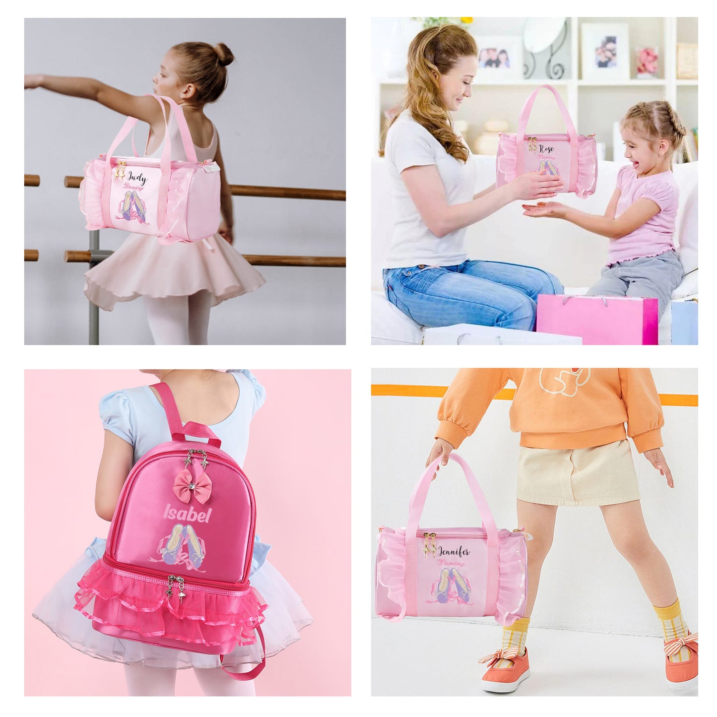 Personalized Girls Dance Ballet Bag, Custom Dance Bag, Large Capacity Fashion Tote Bag