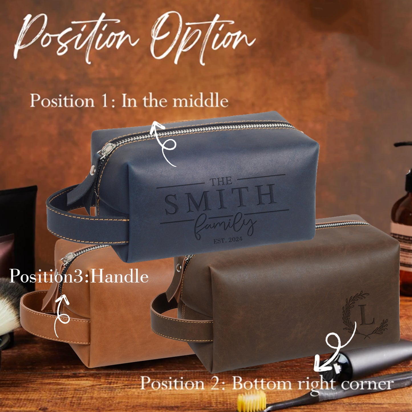 Personalized Men's Leather Toiletry Bag