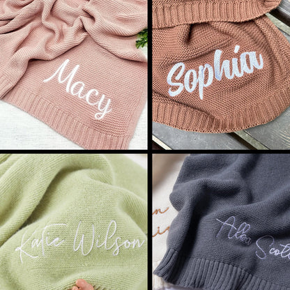 Personalized Baby Blanket with Embroidery Name, Custom Knit Baby Blanket, 40 * 30inch Soft Knitted Baby Strollers Blanket