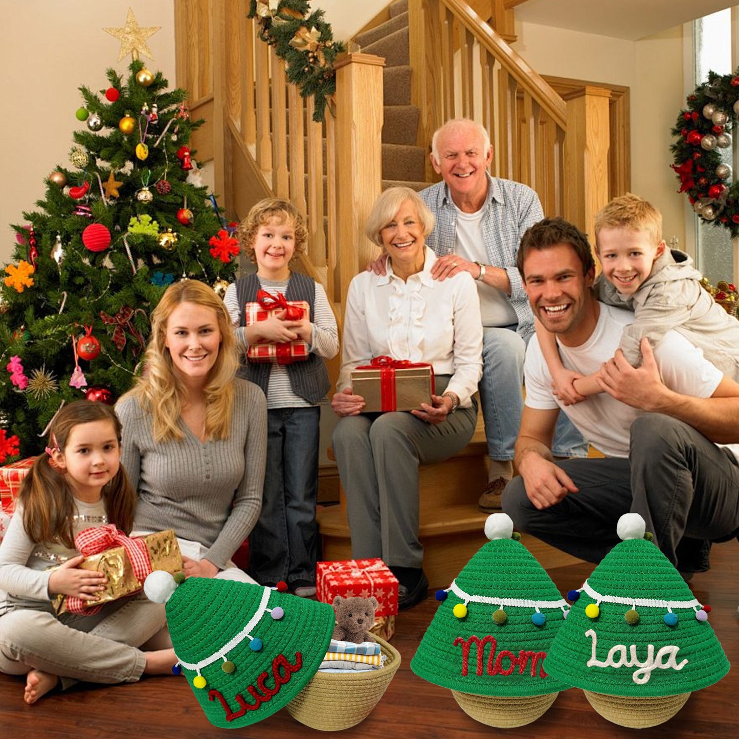 Personalized Christmas Woven Basket