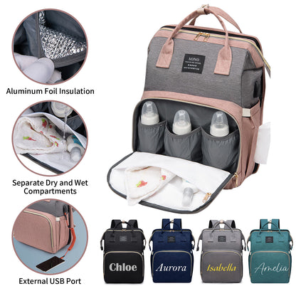 Personalized Diaper Bag Backpack with Changing Station