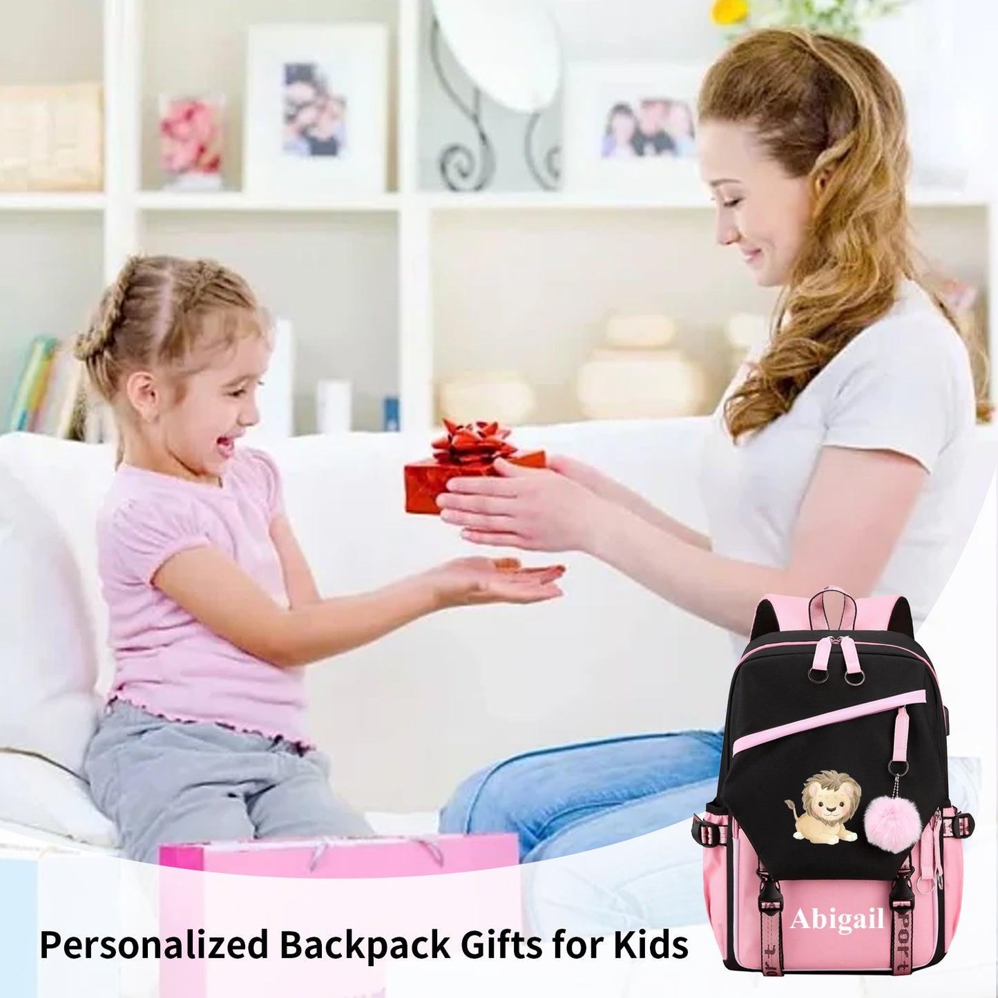 Personalized Backpack with USB Charge Port for Teenage Girls & Boys