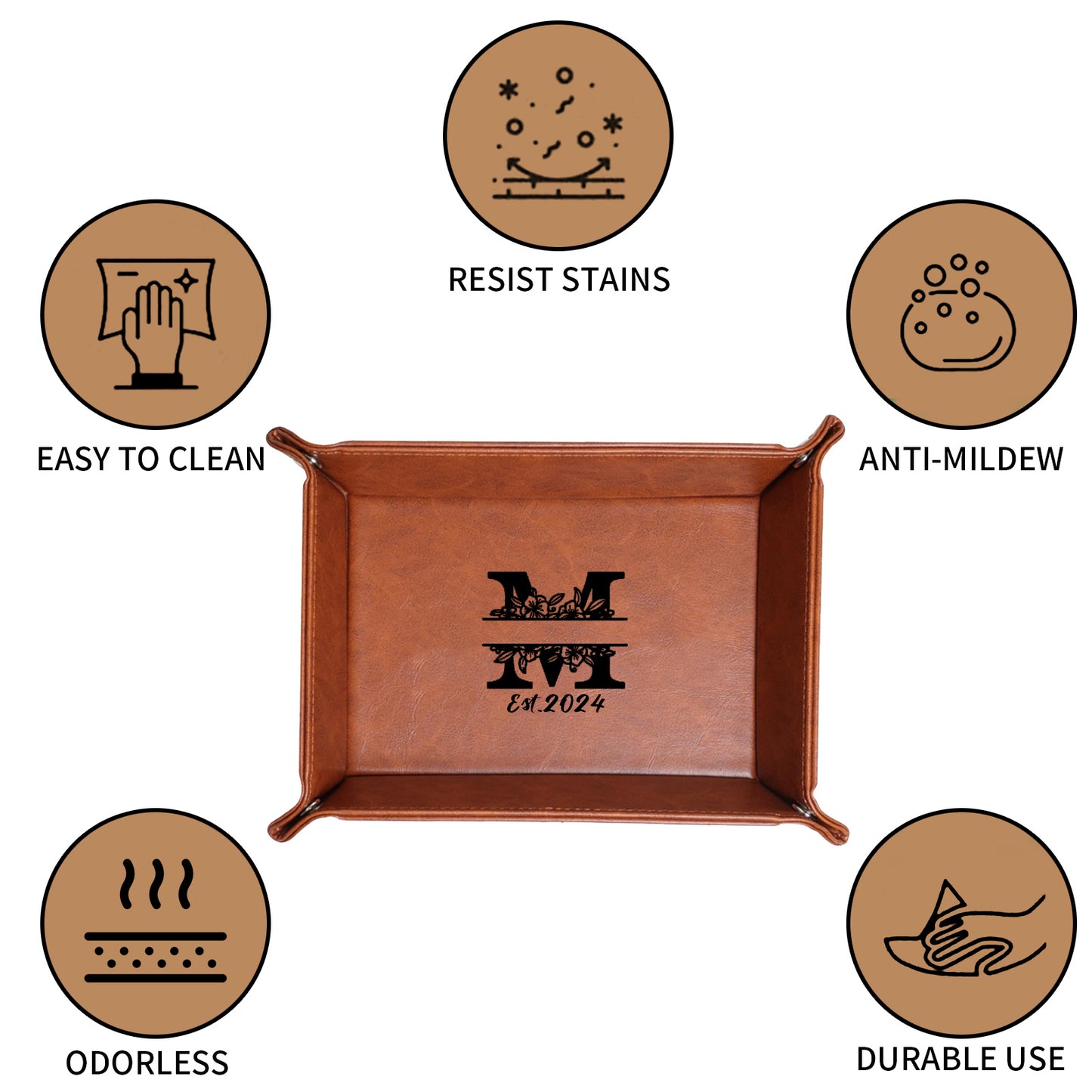 Personalized Leather Storage Tray for Dad - Father's Day Gift, New Dad Gift