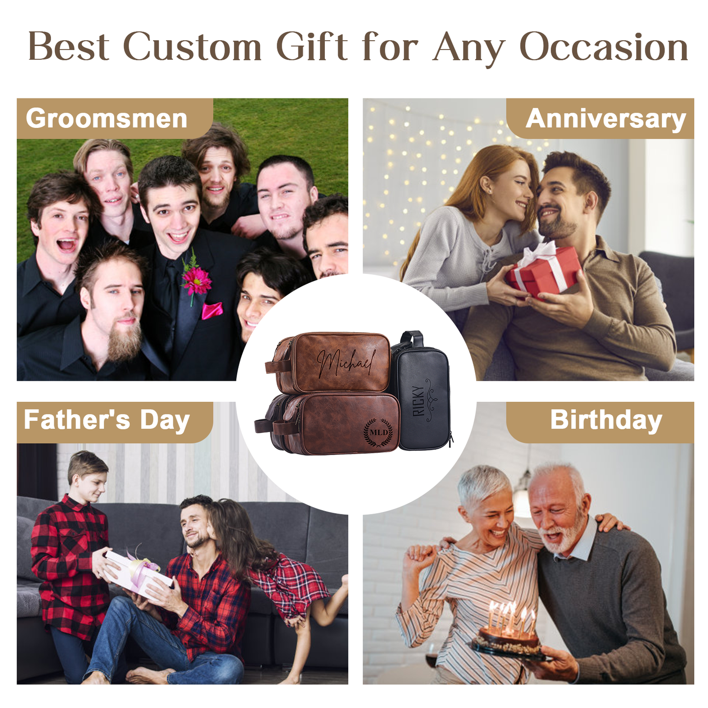 Large Personalized PU Leather Toiletry Bag