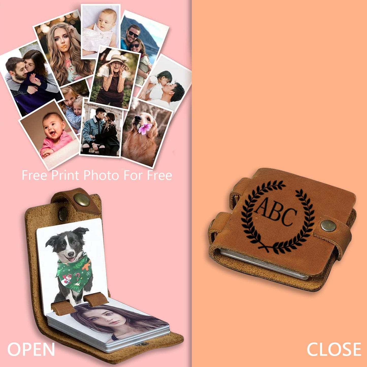 Personalized Genuine Leather Photos Keychain