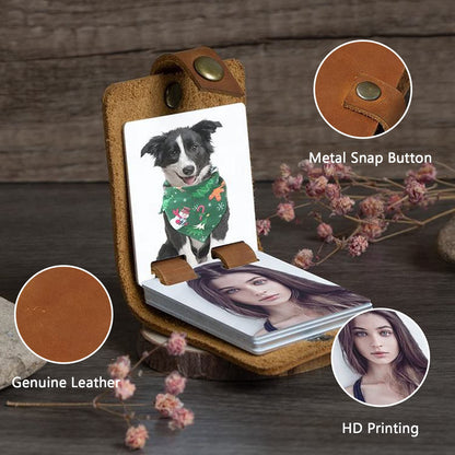 Personalized Genuine Leather Photos Keychain