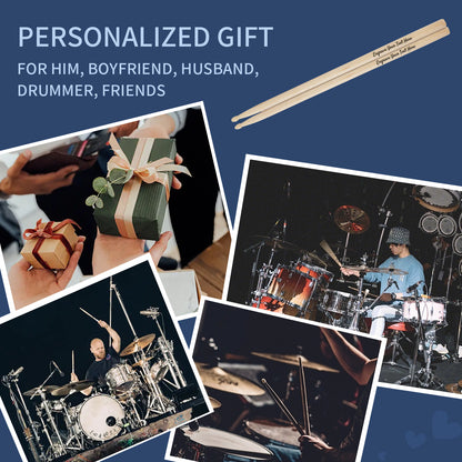 Personalized Wooden Drumsticks with Leather Case