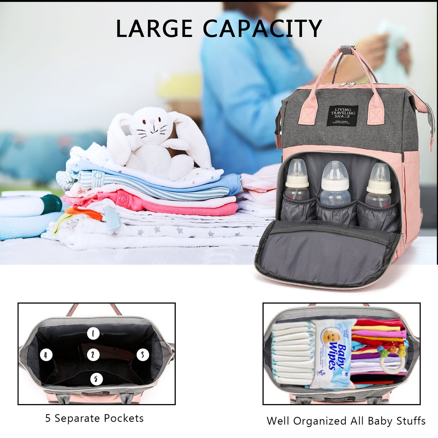 Large Capacity Diaper Bag Backpack