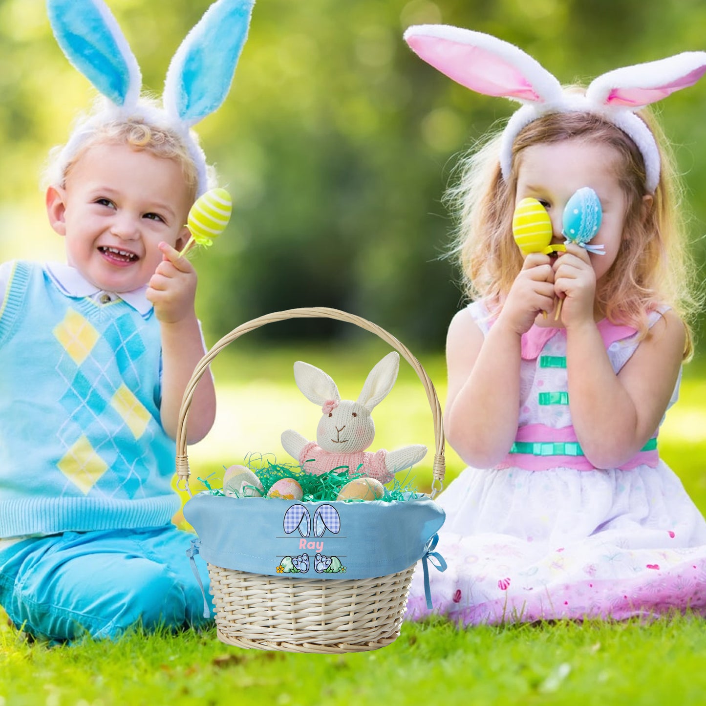 Personalized Easter handmade woven basket