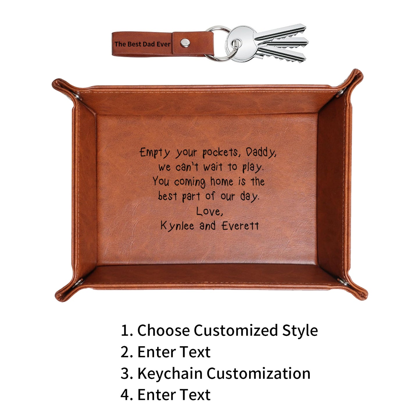 Personalized Leather Storage Tray for Dad - Father's Day Gift, New Dad Gift