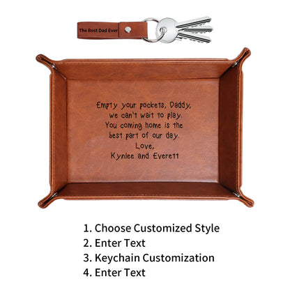 Personalized Leather Storage Tray for Dad - Father's Day Gift, New Dad Gift