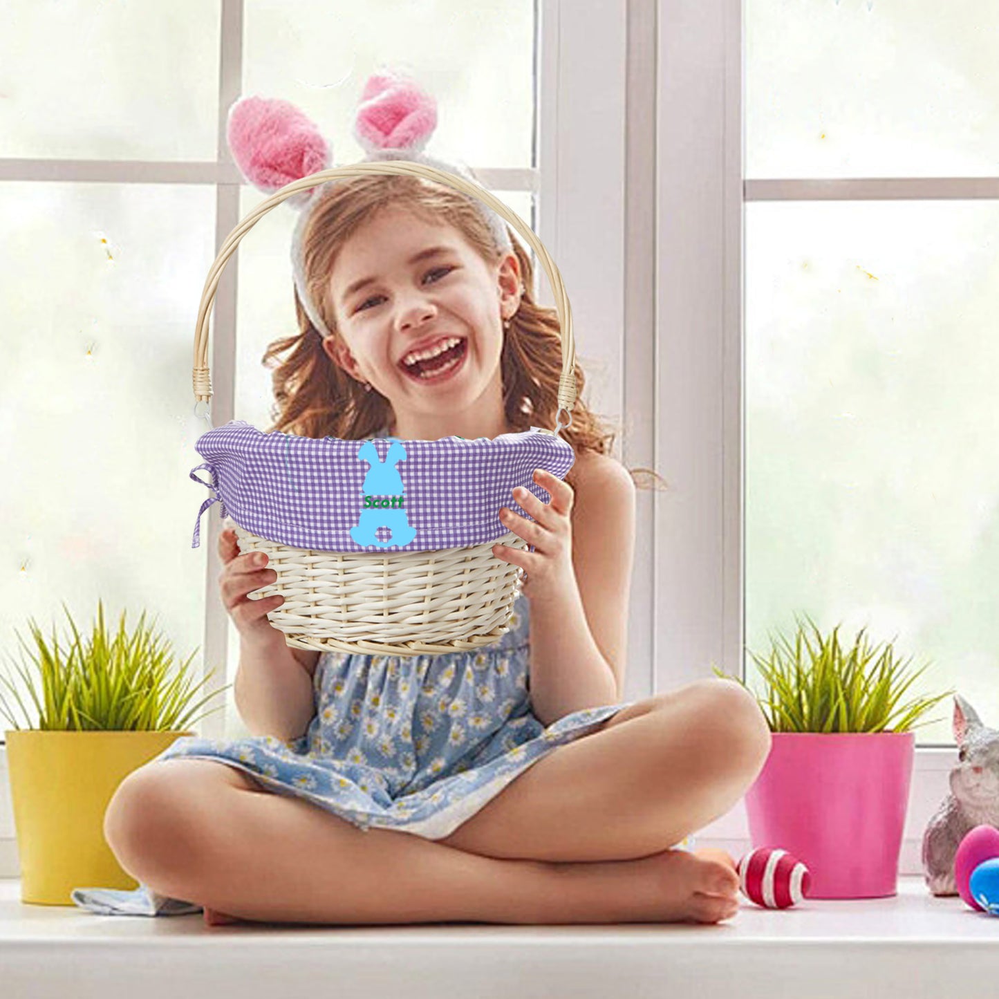 Personalized Easter handmade woven basket