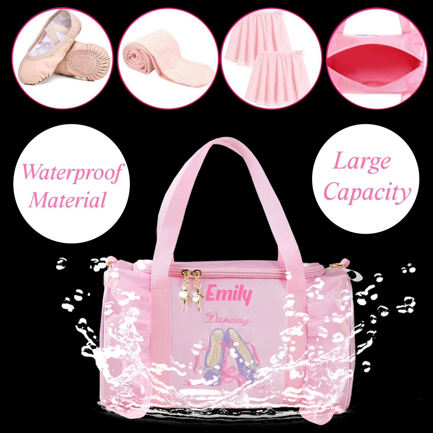 Personalized Girls Dance Ballet Bag, Custom Dance Bag, Large Capacity Fashion Tote Bag