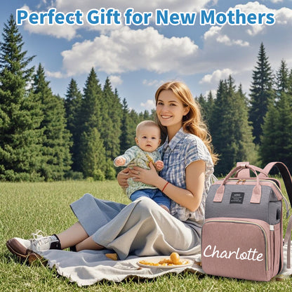 Personalized Diaper Bag Backpack with Changing Station