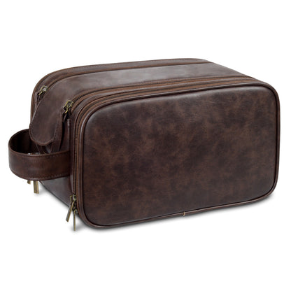 Personalized Men's Leather Toiletry Bag | Customized Dopp Kit for Men