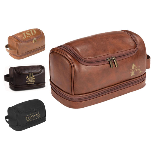 Personalized Leather Toiletry Bag for Men